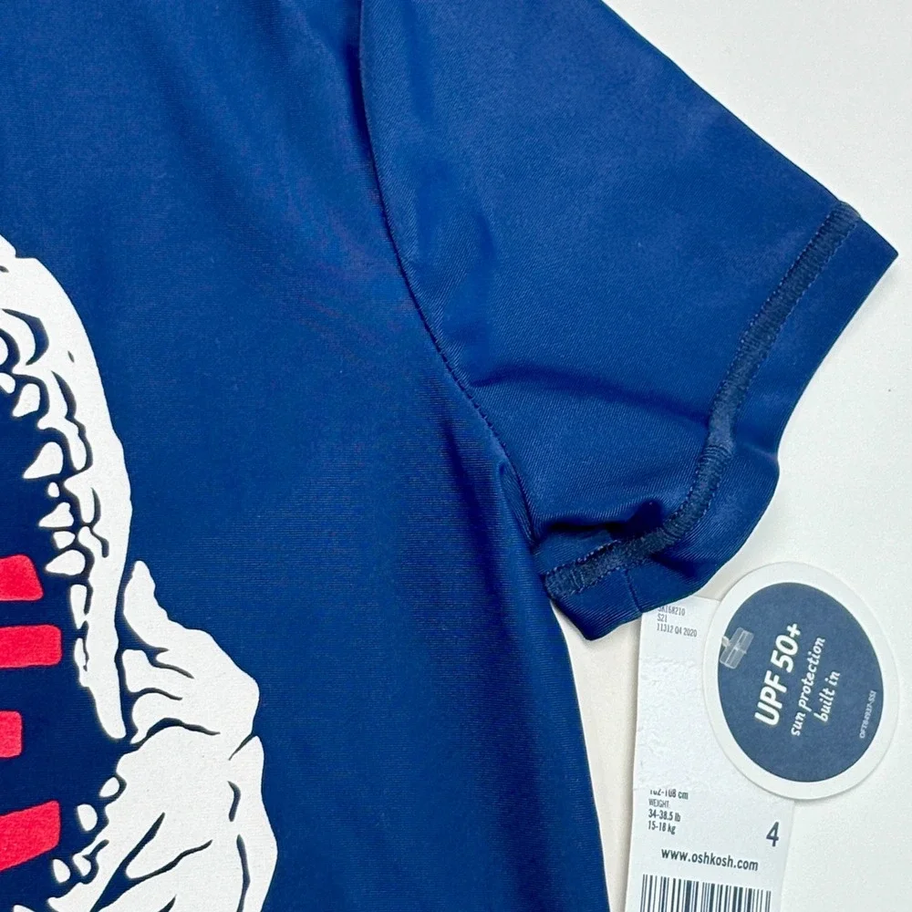 OshKosh 4 Swim Shirt UPF 50+ Sun Protection Rash Guard Blue Chill Dude Shark